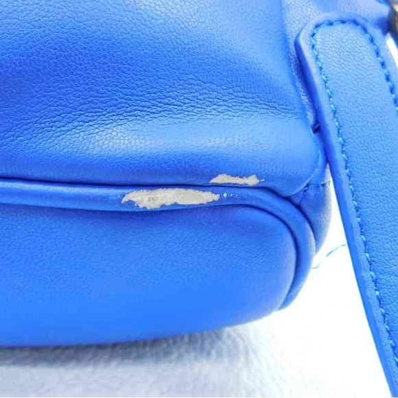 ❌SOLD❌BEBE Blue Faux Leather Gold Zipper Adjustable Backpack - Picture 8 of 9